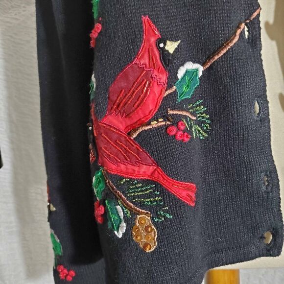Tiara International VTG Cardinal Christmas Knit Sweater Size XL - Picture 9 of 11